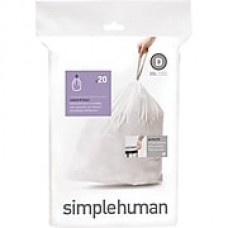 simplehuman Code D Custom Fit Trash Can Liner, (240 Count), 20 Liter / 5.2 Gallon